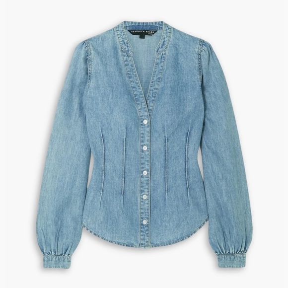 VERONICA BEARD Sedona Top - Color Silverwood - Size 4 - Picture 8 of 10